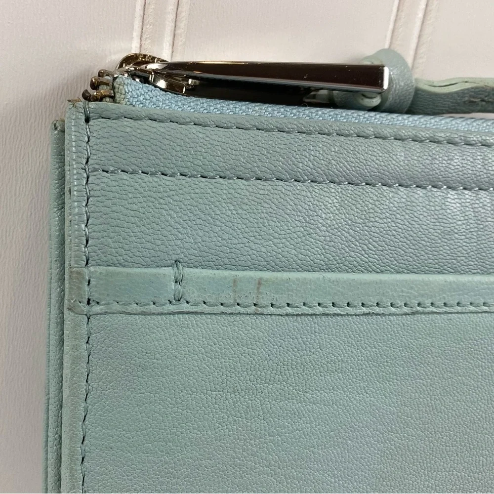Margot Gabby Lt. Blue 100% Leather‎ Wristlet Wallet
